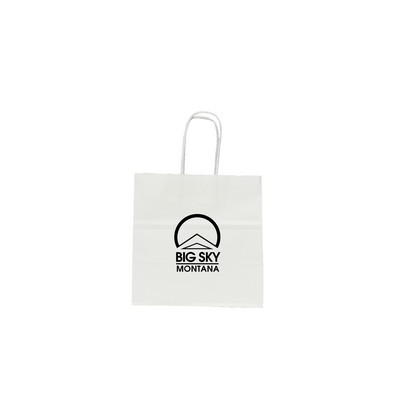 White Kraft Paper Shopping Bag (8"x5"x8")