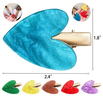 Acrylic Heart Shape Hair Clip for Girls