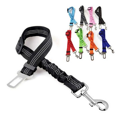Dog Adjustable Nylon Elastic Buffer Car Safety Belt W/ Reflective Weaving
