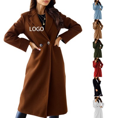 Womens Long Sleeve Wool Coat