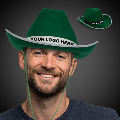 Green Cowboy Hat with White Band(Imprinted)