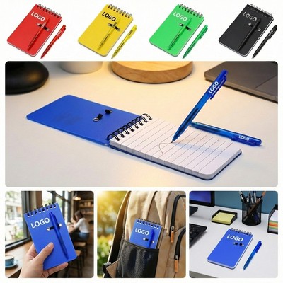 Pocket Sized Spiral Jotter Notebook With Pen