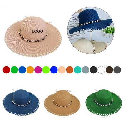 Shell-Embellished Sunshield Beach Hat