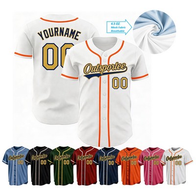 Baseball Jersey Full Button Sublimated Mesh Fabric