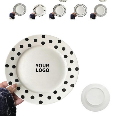 Round Ceramic Dining Plate Microwave Oven Safe with Lead Free Glaze