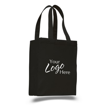 Canvas Shopping Tote Bag 10.5" W x 14" H with 5" Gusset (Black)