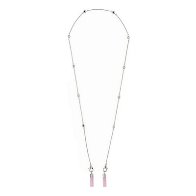 Miu Miu Crystal Pink AirPods Chain Necklace Silver Hardware