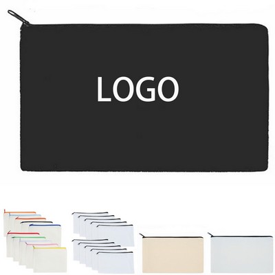 Professional 12oz Heavy Duty Canvas Zippered Pencil Case With Metal Pull