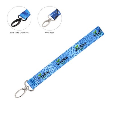 3/4" Sublimation Polyester Wrist Key Lanyard W/ Oval Hook