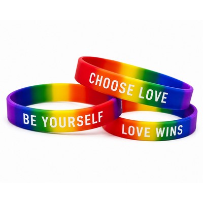 Custom Rainbow Silicone Wristbands – Promotional Rubber Bracelets for Events, Awareness, Bulk