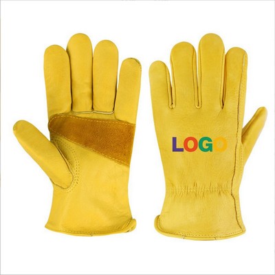Premium Yellow Cowhide Leather Heavy-Duty Work Gloves