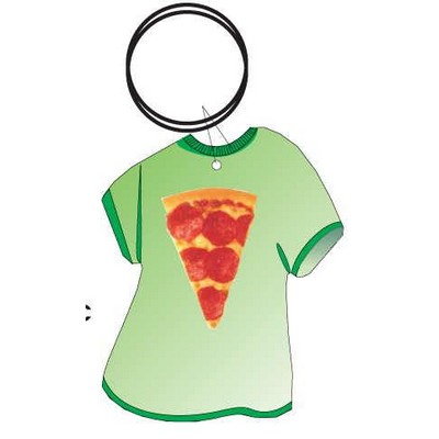 Pizza Slice T Shirt Executive Key Chain w/Mirrored Back (4 Square Inch)