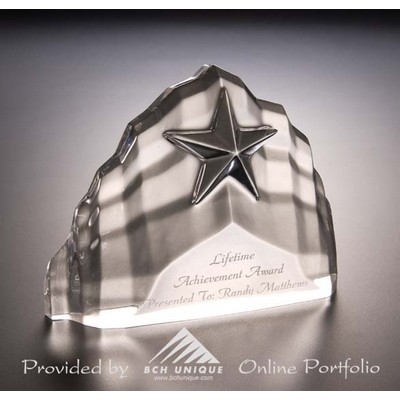 6"x4"x1-3/8" Acrylic Iceberg w/ Embossed Faceted Star Award