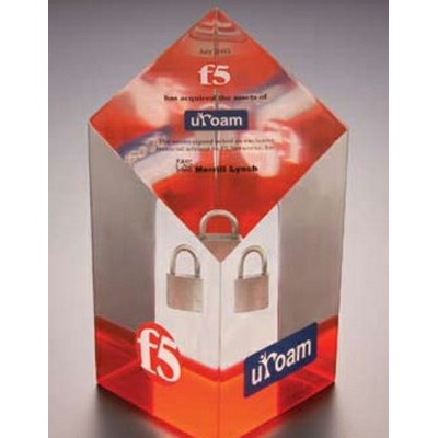 Acrylic Slanted Top Obelisk Embedment Award w/ Colored Bottom