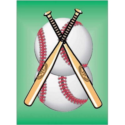 Baseballs & Bats Rectangle Badge w/ Bar Pin (2"x3")