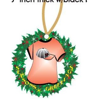 Baseball Cap T-Shirt Wreath Ornament w/ Black Back (4 Square Inch)