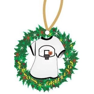 Basketball Goal T-Shirt Wreath Ornament w/ Black Back (4 Square Inch)