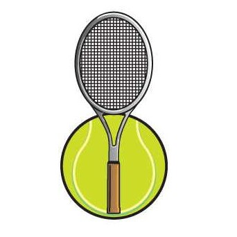Tennis Ball And Racket Magnet w/ Full Magnetic Back (6 Square Inch)