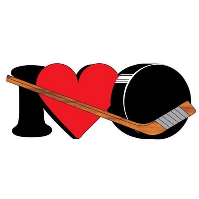I Love Hockey Gift Shop Magnet w/ Full Magnetic Back (6 Square Inch)