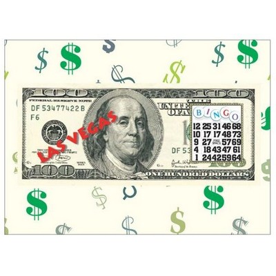 Las Vegas Bingo $100 Bill Rectangle Badge w/ Bar Pin (2 1/2"x3 1/2")