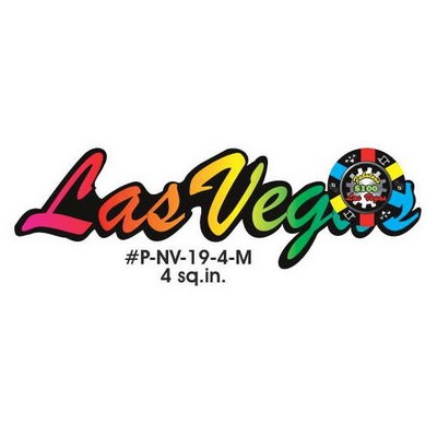 Las Vegas w/ Poker Chip Promotional Magnet w/ Strip Magnet (4 Square Inch)