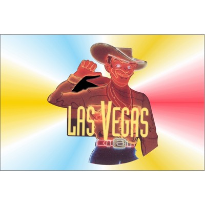 Vegas Vic Neon Cowboy Rectangle Metal Photo Magnet (2"x3")