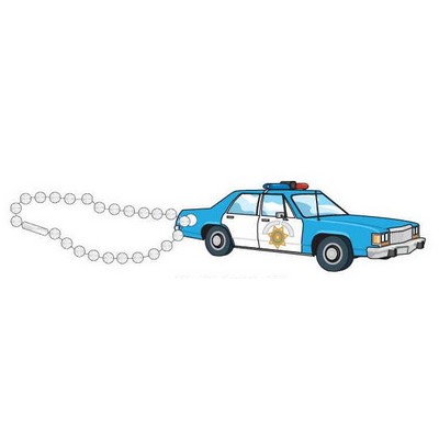 Police Car Promotional Key Chain w/ Black Back (2 Square Inch)