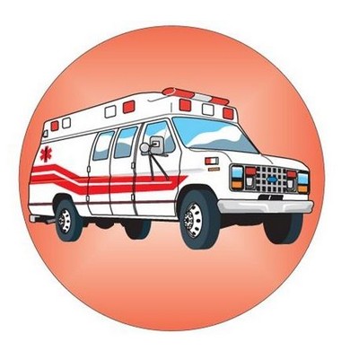 Ambulance Round Metal Photo Magnet (2 1/2")