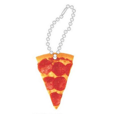 Pizza Slice Promotional Key Chain w/ Black Back (4 Square Inch)