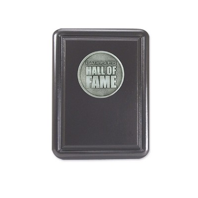 Black Lacquer Wood Plaque Rounded Corners & Border Detailing