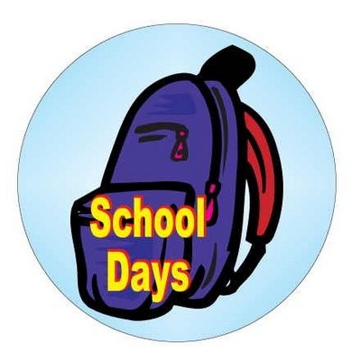 School Days Backpack Round Badge w/ Bar Pin (2 1/2" Diameter)