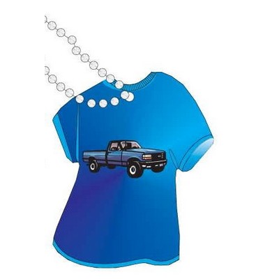 Blue Pick Up Truck Promotional T Shirt Key Chain w/ Black Back (4 Square Inch)