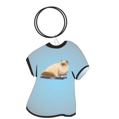 Himalayan Persian Cat T Shirt Keychain w/Mirror Back (4 Square Inch)