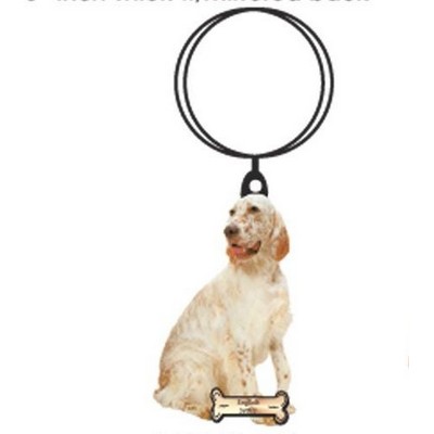 English Setter Dog Keychain w/Mirrored Back (2 Square Inch)