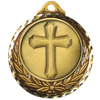 Stock Diamond Struck Medal (Cross) 2 3/4"