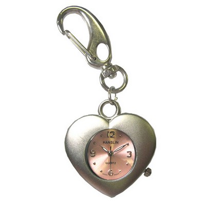 Pink Heart Shape Key Chain Quartz Watch