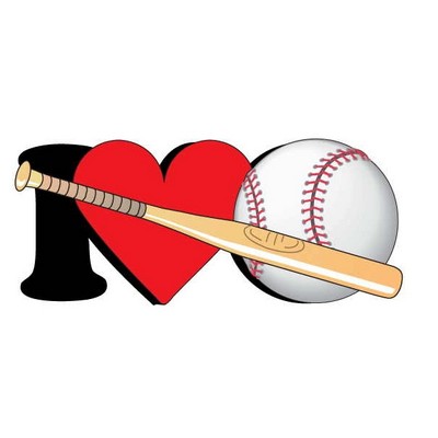 I Love Baseball w/ Bat Maxi Magnet (4 Square Inch)