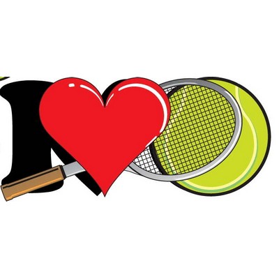 I Love Tennis w/ Racket Maxi Magnet (4 Square Inch)