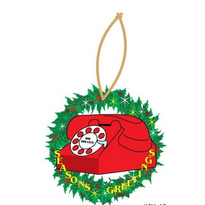 Rotary Dial Telephone Executive Wreath Ornament w/ Mirror Back (10 Square Inch)
