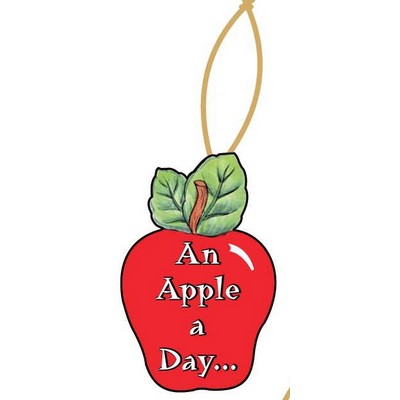 Apple w/ Daily Apple Slogan Ornament w/ Mirrored Back (3 Square Inch)