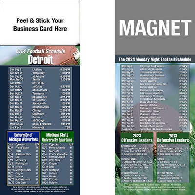 Detroit Pro Football Schedule Peel & Stick Magnet (3 1/2"x8 1/2")
