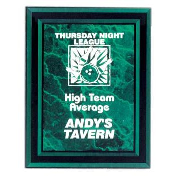 Acrylic Green Marble Plaque w/ Black Border - 8"x10"
