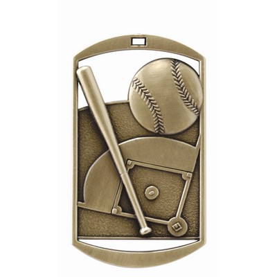 Dog Tag Medal, "Baseball" - 2"