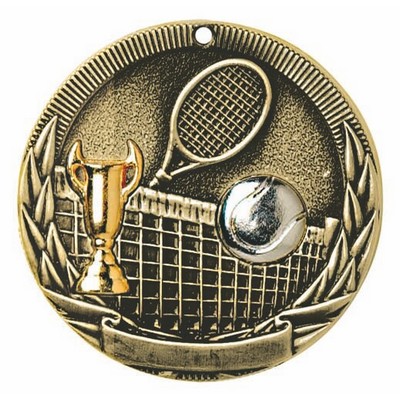 Tennis, Tri-Colored Medal, 2"