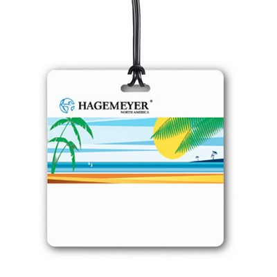 Full Color Write On Tag w/ Flexible Plastic Loop Strap (Square 3"x3")