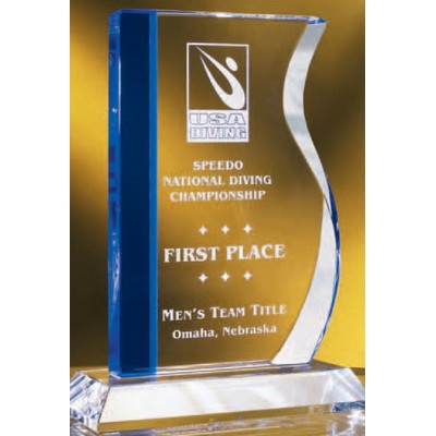 Reverse Bevel Blue/ Clear Crystal Award (7 1/2")