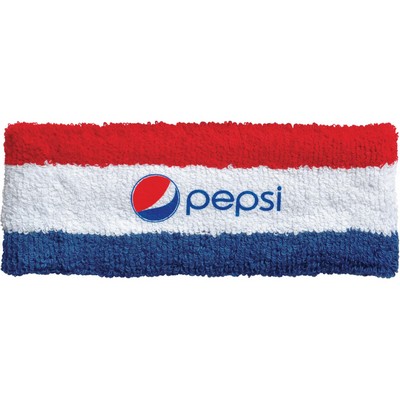 Made in USA Striped Retro Heavyweight Headband w/Heat Transfer