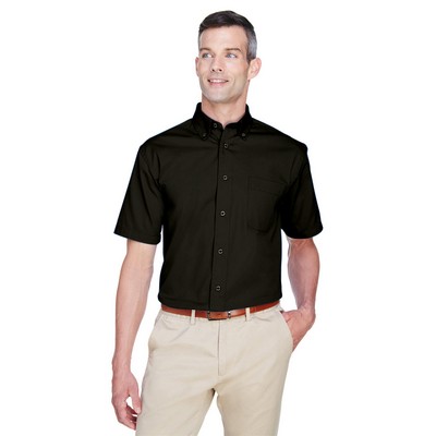 Harriton Men's Easy Blend™ Short Sleeve Twill Dress Shirt w/Stain-Release