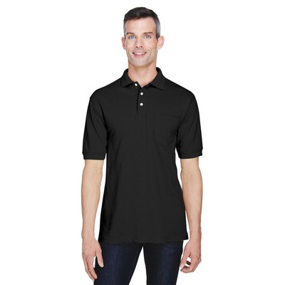 Harriton Men's Easy Blend™ Short Sleeve Polo w/Pocket