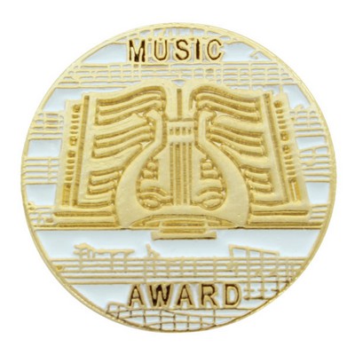 7/8" Music Award Die Struck Enameled Gold Plated Pin